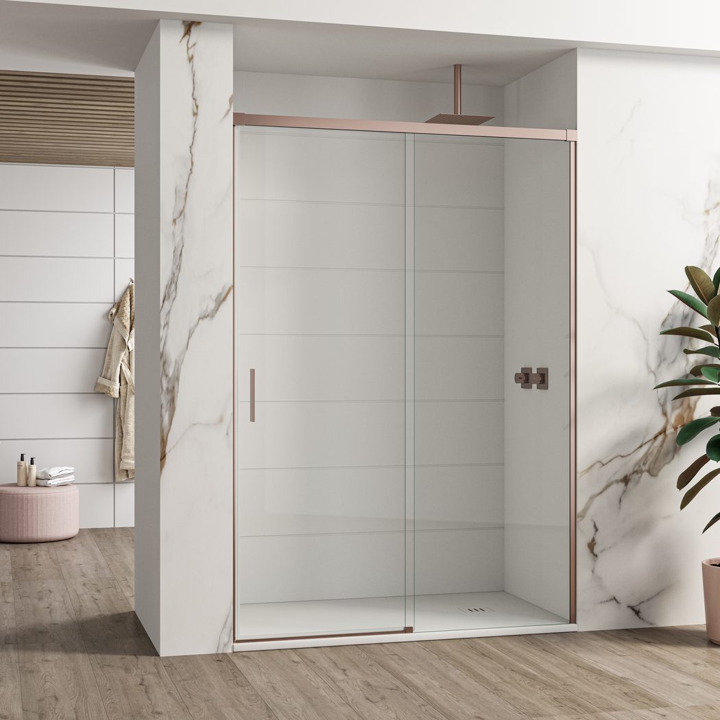 Mampara de ducha premium instalada en baño moderno